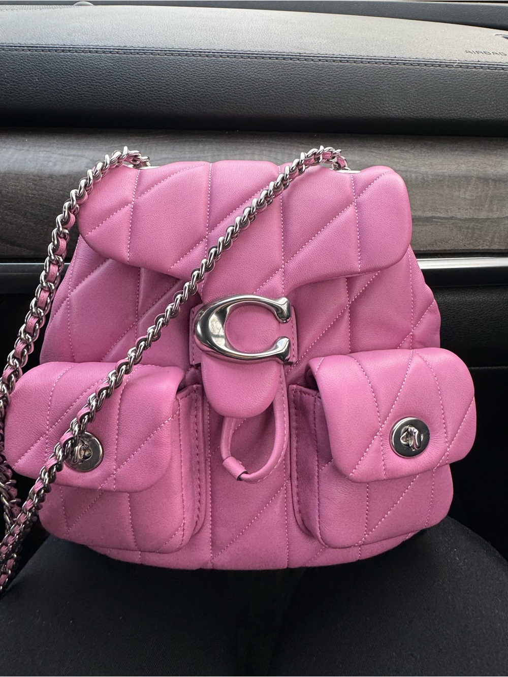 Coach Quilted Tabby Leather Backpack in Pink - Picture 5 of 10